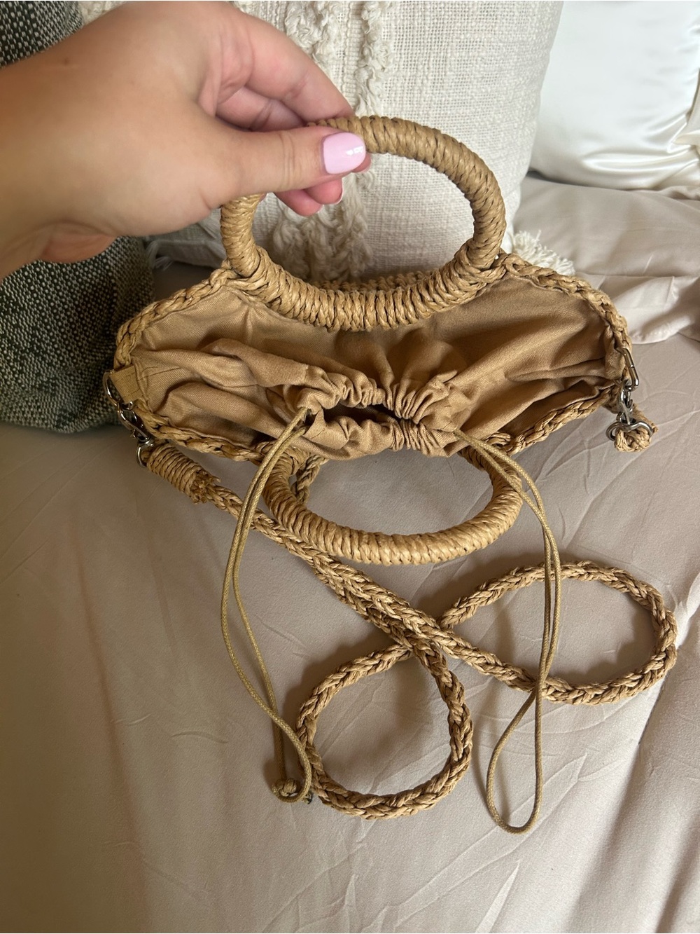 Woven Straw Crossbody Small Purse in Natural - Picture 7 of 10